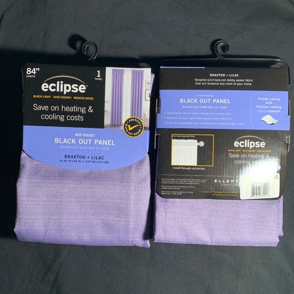 Eclipse 42” x 84” Lilac Black Out Panel Curtains x2 - Picture 3 of 6